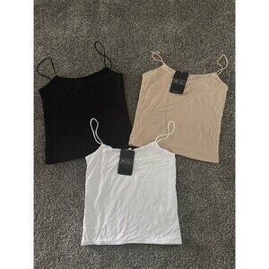 RC Co. Womens Cami Tank Top Bundle of 3 Size S White Beige Black
